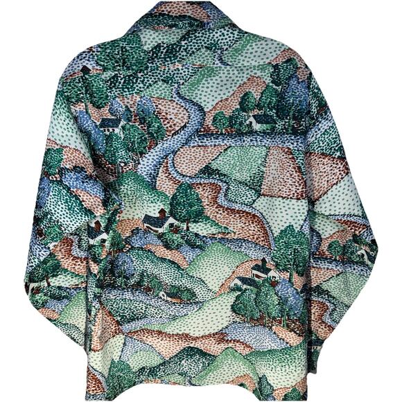 Vintage Landmark Long Sleeve Shirt Disco 70’s Large Polyester Nature Scene M 15 - Picture 7 of 11